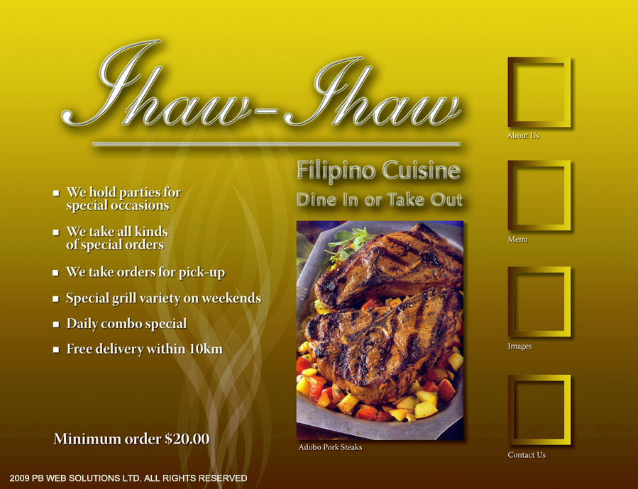 PB Web Solutions Ltd sample website design, Ihaw ihaw Filipino Restaurant