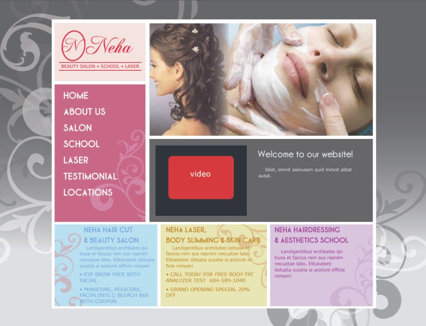 PB Web Solutions Ltd sample website design, Neha Beauty Salon, School and Laser